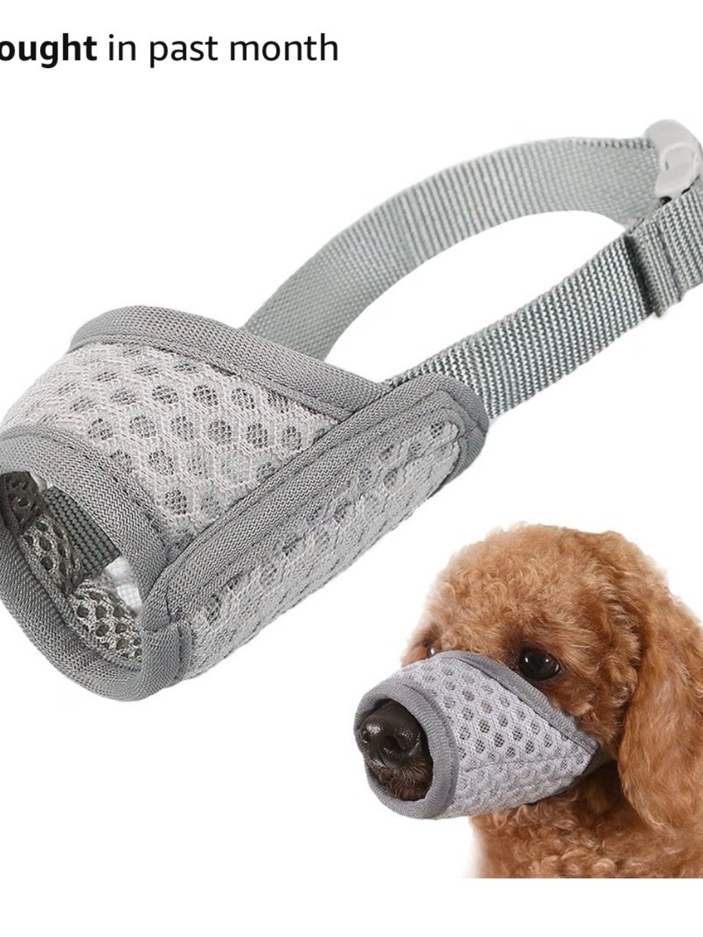 Adjustable Gray Breathable Mesh Dog Muzzle with Soft Padding